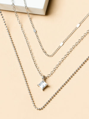Square Diamond Multi-layer Necklace