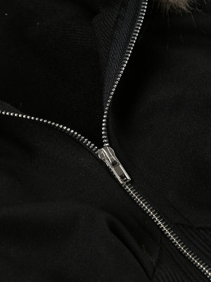 Waist Shaping Plush Patchwork Hoodies Zipper Jackets