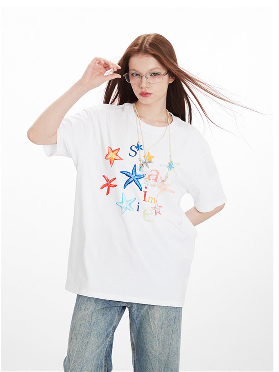Liber Summer Women's Printed Letter T-shirts