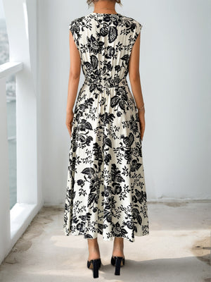 Printed V-neck Vacation Leisure Maxi Dresses