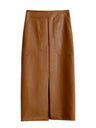 PU Leather Deep Fork Skirts