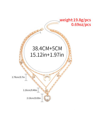Multi-Heart Moon Alloy Necklace