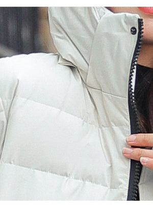 Manteau long à capuche et épais en duvet