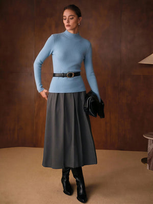 One-piece Seamless Mock Neck Base Sweater
