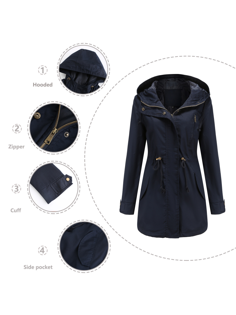 Cotton Loose Solid Color Pocket Hooded Jackets