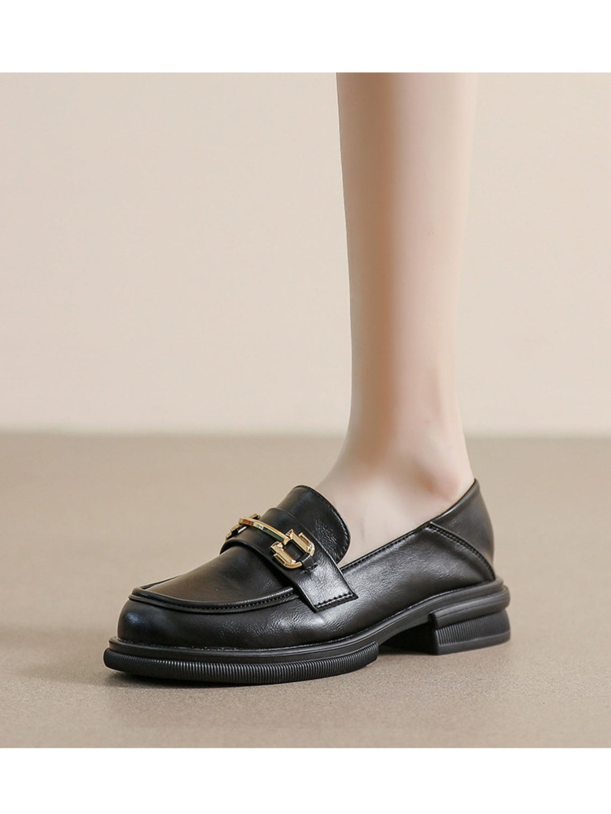 Liber Spring and Autumn Thick-soled Metal Buckle Women's Loafers