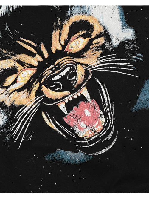 Hungry Wolf Printed Hip Hop Plush Loose Hoodies