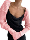 Knitted Long-Sleeve Cropped Top