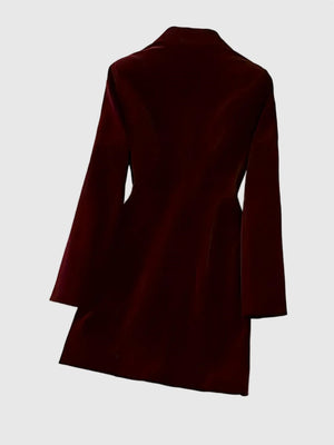 Velvet Thickened Long Sleeve Double-breasted Grace Profession Suit Dress