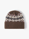 Gestreifte Jacquard-Mütze mit Umschlag, dick gestrickte Wintermütze, mit Thermofleece gefüttert, Einheitsgröße