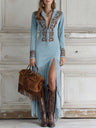 Slim-fit Embroidered Tassel Long Dress