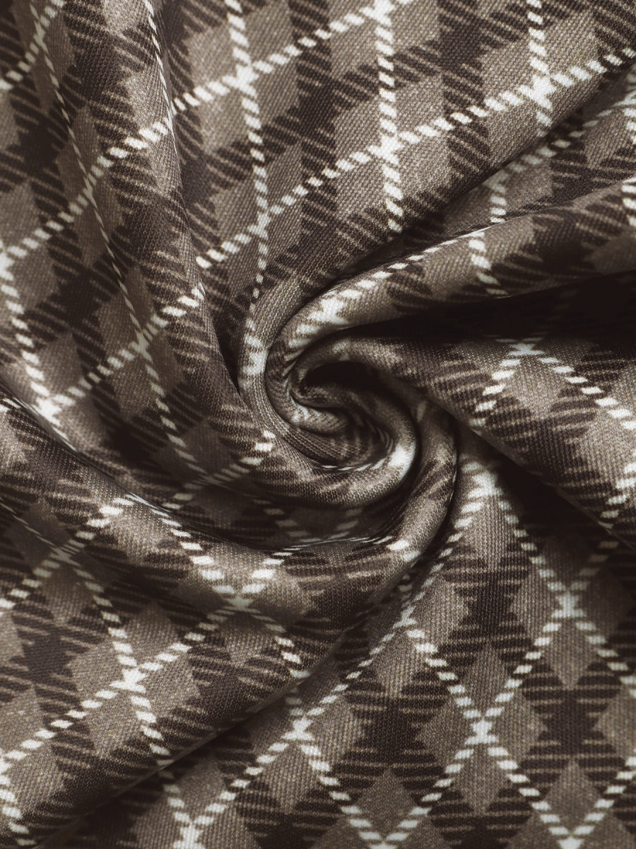 Women's Straight-leg brown checkered trousers