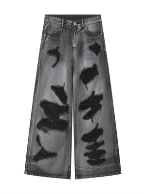 Hole Wide-leg Straight-fit Loose-fit Vibe Jeans