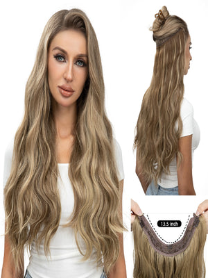 One-piece Hairpiece, Long Wavy Curls, Seamless Synthetic Fiber Wig