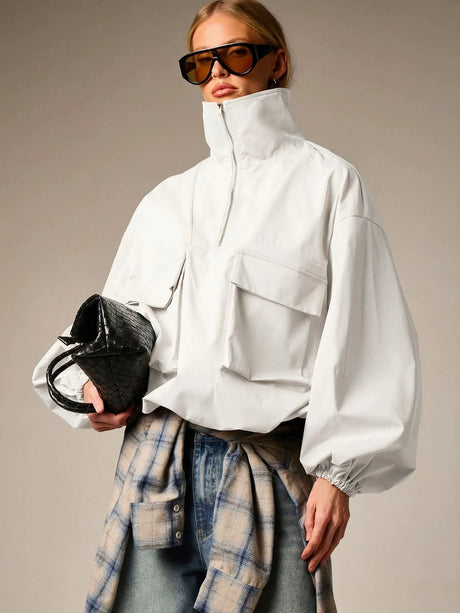 Workwear Style Long-sleeved Coat