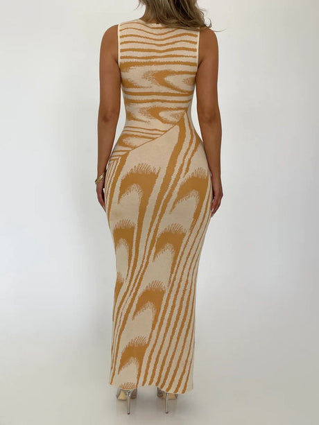 Gestreifte, farbverlaufende, hüftbetonte, eng anliegende Maxikleider