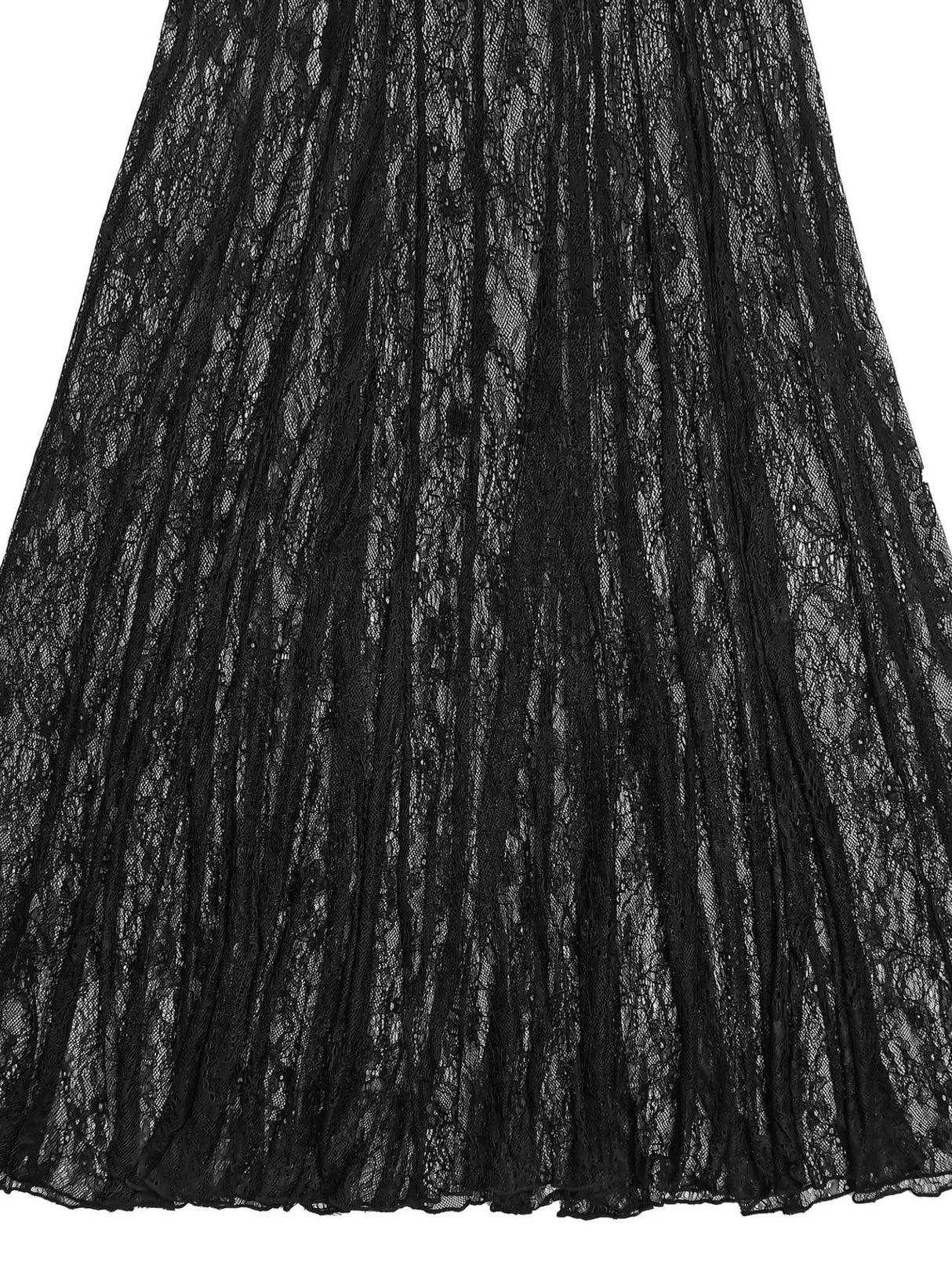 Abendkleid mit Spitzenbesatz, durchsichtiges rückenfreies Camisole, Maxikleid