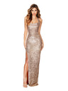 Slit Sequined Halter Neck Maxi Dresses