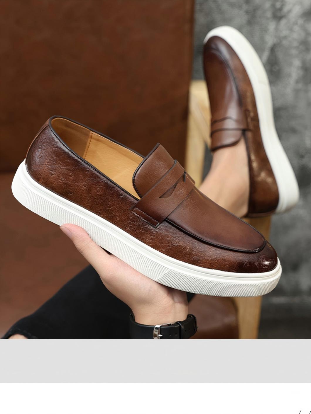 Ostrich Embossed Loafers