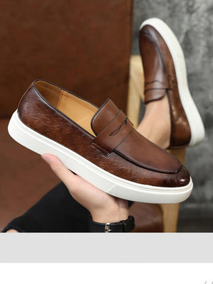 Ostrich Embossed Loafers