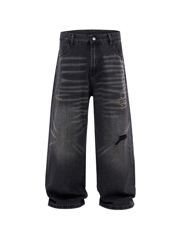 Cat Whiskers Hole Hot Stamping Beads Jeans