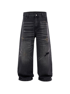 Cat Whiskers Hole Hot Stamping Beads Jeans