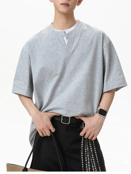 Simplicity Layered-look Loose-fit Asymmetrical T-shirts