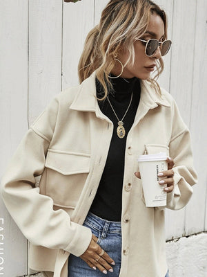 Loose-fitting Lapel Single Row Thickened Imitation Wool Daily Workplace Casual Jacket