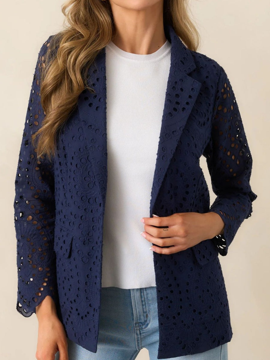 Embroidery Hollow Lapel Business Blazers