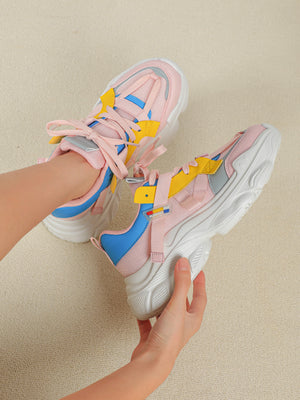 Color-blocked Platform Women's Casual Sneakers