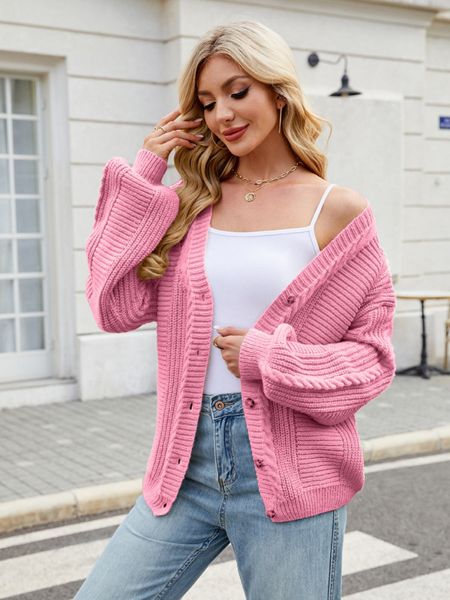 Liber Autumn Women's Buttons Plain stitch Lantern cuffs Cardigans Coat
