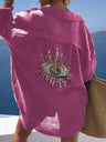 Collared Long-Sleeved Cotton Linen Casual Shirt
