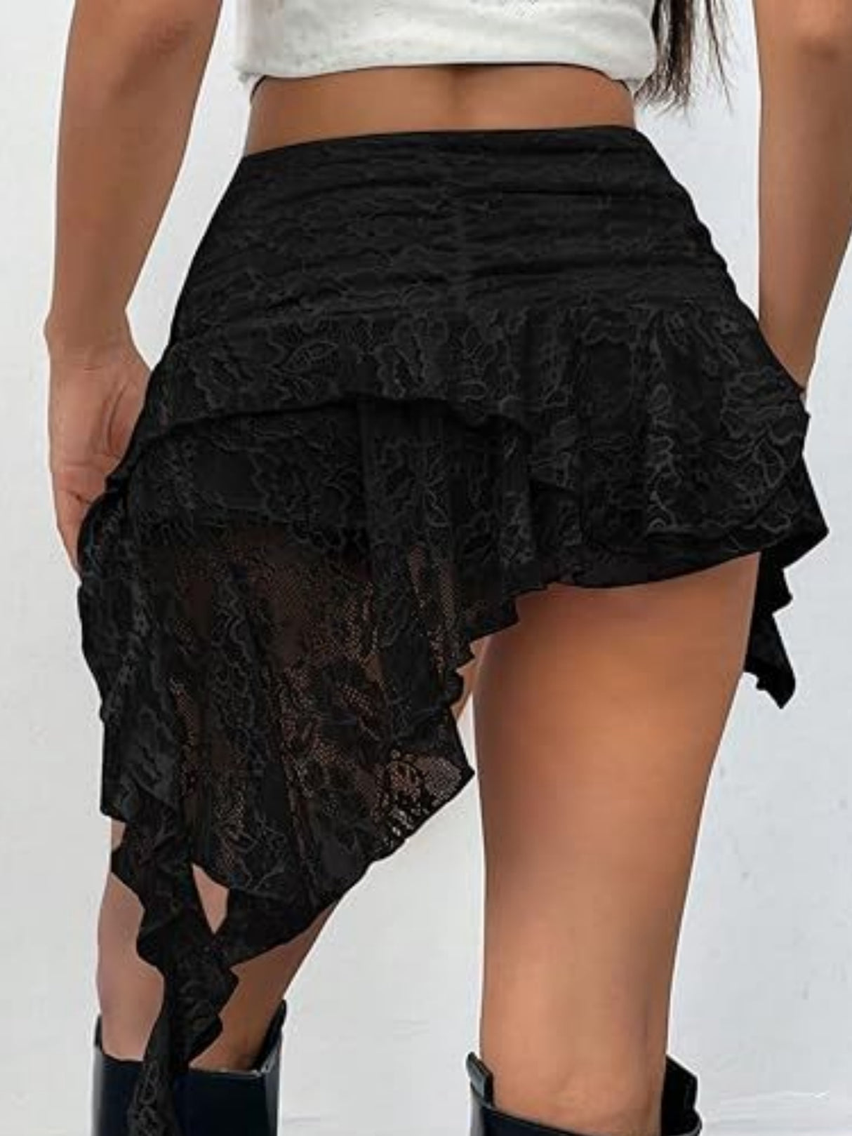 Y2K Lace Low-waisted Pleats Multi-layered Ruffles Sweet Short Skirt