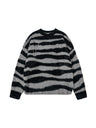 Stripes Hot Diamond Cross Imitation Mohair Sweater
