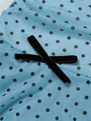 Strapless Waist Polka Dots Mesh Cake Skirt Bow Mini&Short Dresses