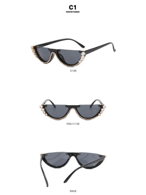 Rhinestone Half-rimmed Sunglasses