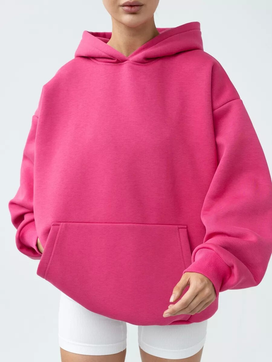 Liber Autumn women's pocket solid color pullover long sleeve two-piece suit