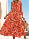 Printed Tassel V-neck Sleeveless Maxi Dresses