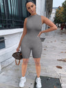 Slim-fit Round Neck Sleeveless Jumpsuit Shorts