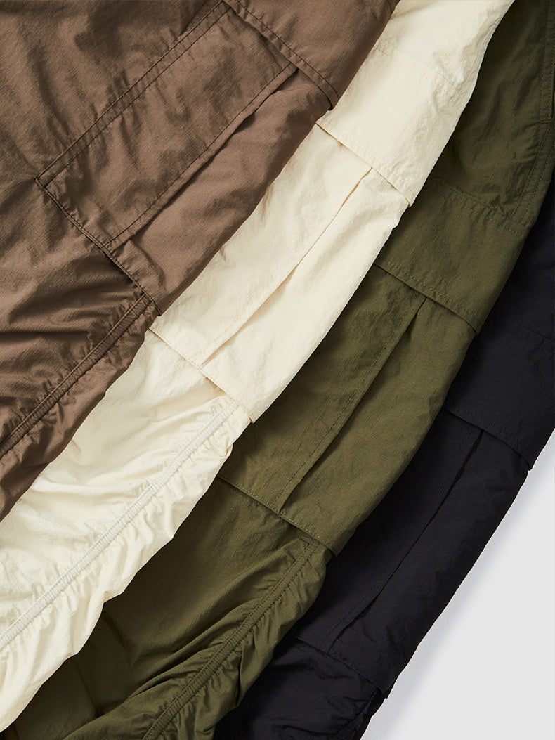 Fine Check Loose-fit Tooling Wide-leg Cargo Trousers