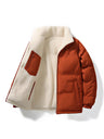 Stand Collar Color-blocked Reversible Lamb Wool Jackets