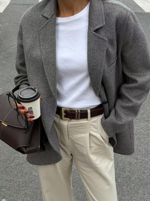 Woolen Lapel Buttons Blazers