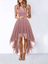 Lace Stitching Irregular Hem Waist Maxi Dresses
