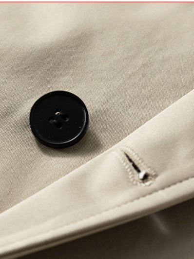Black Khaki Multiple pockets Mid-length Trench Coats