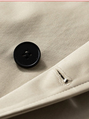 Black Khaki Multiple pockets Mid-length Trench Coats
