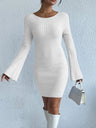 Liber Autumn women's backless knitted long-sleeved pullover short dress