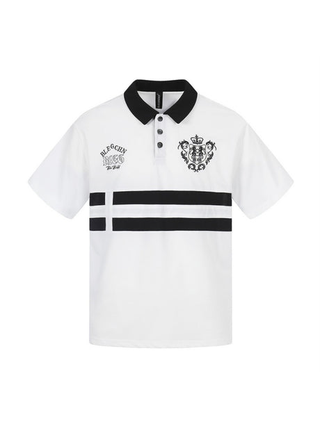 Stripes Patchwork Color-blocked Ins Embroidery Loose-fit Polo