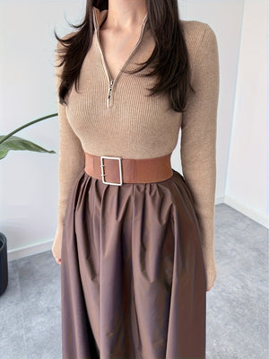 V-neck Big Swing Long Sleeve Parties Maxi Dresses
