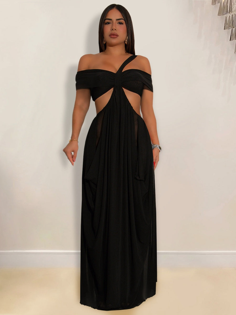 Gauze Sexy Bare Waist Parties Maxi Dresses