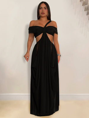 Gauze Sexy Bare Waist Parties Maxi Dresses